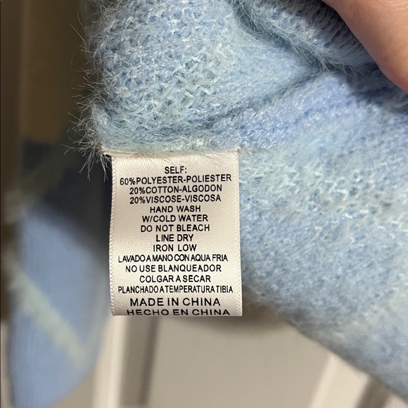 NWT &merci Blue and White Diamond Print Sweater with Crystals Size Small - Picture 5 of 5